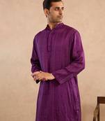 Purple embroidered silk kurta