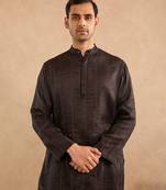 Black embroidered silk kurta