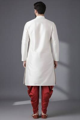 White embroidered dupion silk kurta set 2