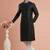 Black embroidered dupion silk kurta set