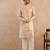 Beige embroidered tissue kurta set
