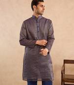Blue woven chanderi kurta set