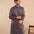 Blue woven chanderi kurta set