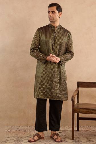 Black embroidered chanderi kurta set
