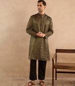 Black embroidered chanderi kurta set