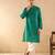 Green embroidered silk kurta set