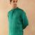 Green embroidered silk kurta set