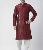 Maroon embroidered dupion silk kurta set
