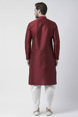Maroon embroidered dupion silk kurta set 2