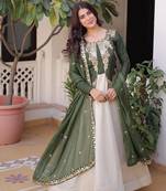 Green cosmos zari sequins embroidered with heavy dupatta