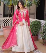 Pink cosmos zari sequins embroidered with heavy dupatta