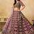 Wine Embroidered Sequins Work Art Silk Lehenga Choli For Women