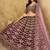 Wine Embroidered Sequins Work Art Silk Lehenga Choli For Women
