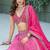 Rani-Pink Embroidered Sequins Work Taby Silk  Lehenga Choli with Dupatta