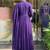 purple royal roman silk embroidered pleating kurti set with dupatta