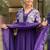 purple royal roman silk embroidered pleating kurti set with dupatta