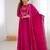 dark pink new roman chanderi silk fully flared anarkali suit set with dupatta & pant