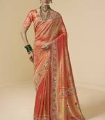 red bridal silk blend saree wih jharkans with blouse fabric