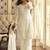 Off white georgette embroidered beads work palazzo suit