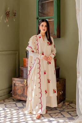 Cotton Flower Printed Kurta Palazzo and Dupatta 3pc set for summer 1