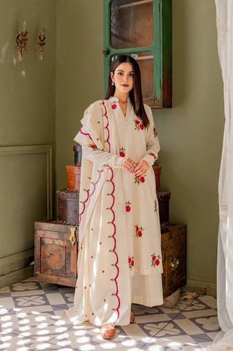 Cotton Flower Printed Kurta Palazzo and Dupatta 3pc set for summer