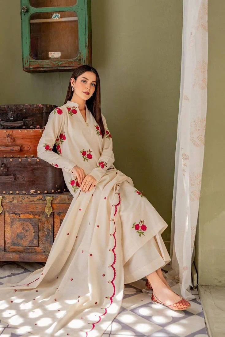 Cotton Flower Printed Kurta Palazzo and Dupatta 3pc set for summer