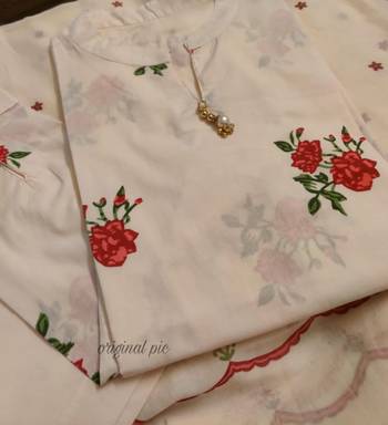 Cotton Flower Printed Kurta Palazzo and Dupatta 3pc set for summer 4