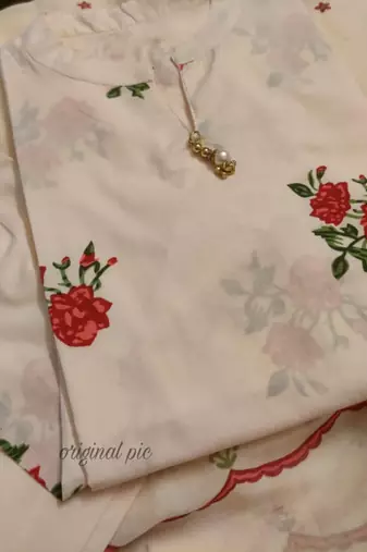 Cotton Flower Printed Kurta Palazzo and Dupatta 3pc set for summer
