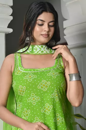 Cannabis with bandhej cotton sharara set