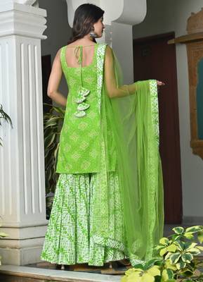 Cannabis with bandhej cotton sharara set 3