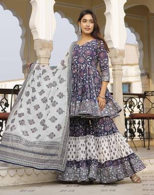 Blue daisy sharara set 1