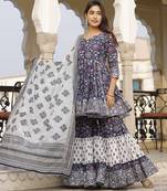 Blue daisy sharara set