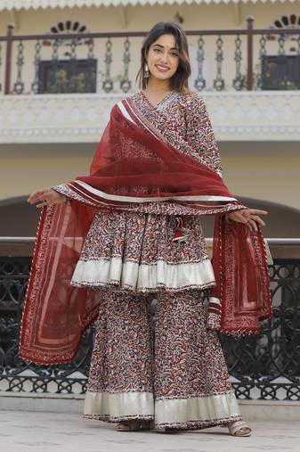 Multi colour sharara set