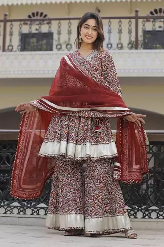 Multi colour sharara set