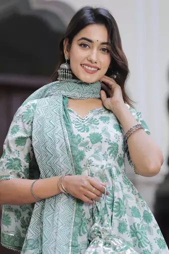 Spider green sharara set