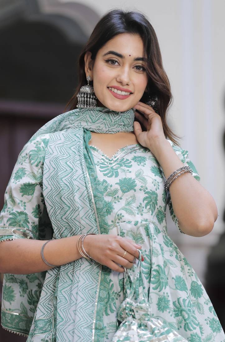 Spider green sharara set