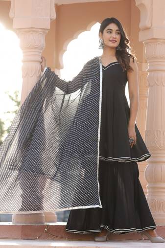 Lahariya black cotton sharara set