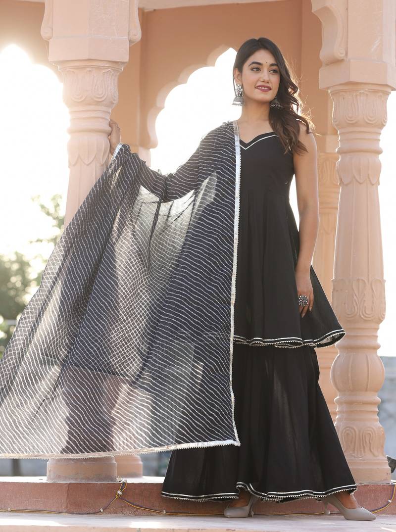 Lahariya black cotton sharara set