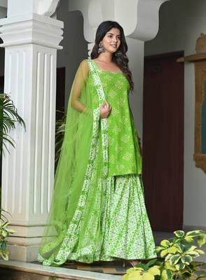 Cannabis with bandhej cotton sharara set 6