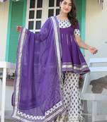 Anmol gota purple cottonsharara set