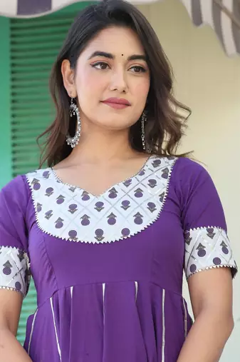 Anmol gota purple cottonsharara set