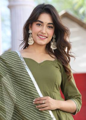 Lahariya mehndi green cotton sharara set 2