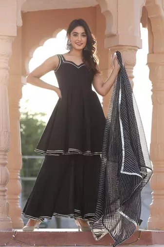 Lahariya black cotton sharara set