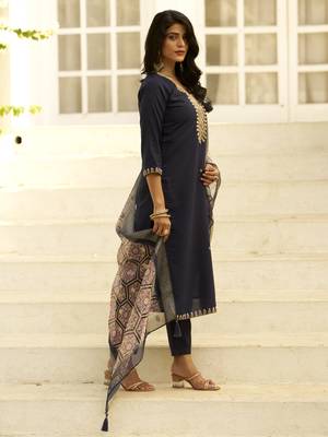 Blue women kurta pant dupatta set 1