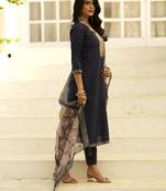 Blue women kurta pant dupatta set