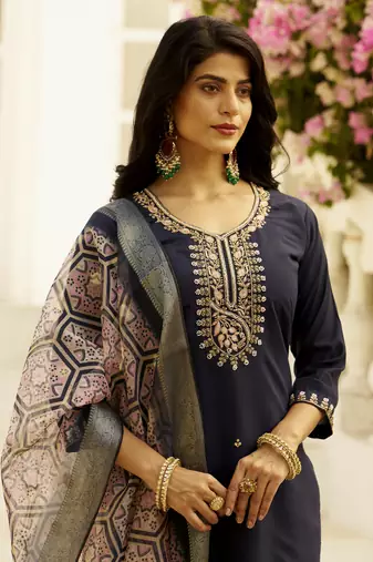 Blue women kurta pant dupatta set