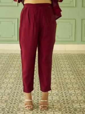 Maroon women kurta pant dupatta set 4