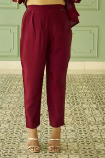 Maroon women kurta pant dupatta set