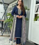 Blue women kurta pant dupatta set