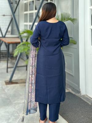 Blue women kurta pant dupatta set 2